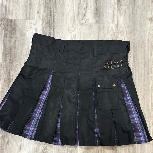 Gothic black and purple plaid skirt size 5Xl women - Picture 1 of 6